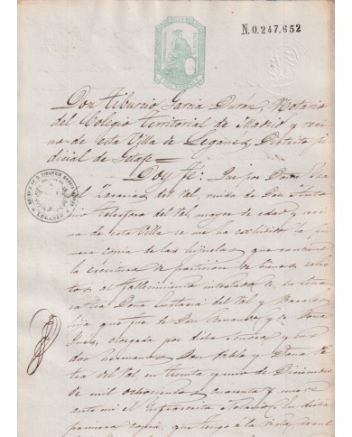 1875-PS-27 ESPAÑA SPAIN REVENUE SEALLED PAPER PAPEL SELLADO 1875 SELLO 10mo.