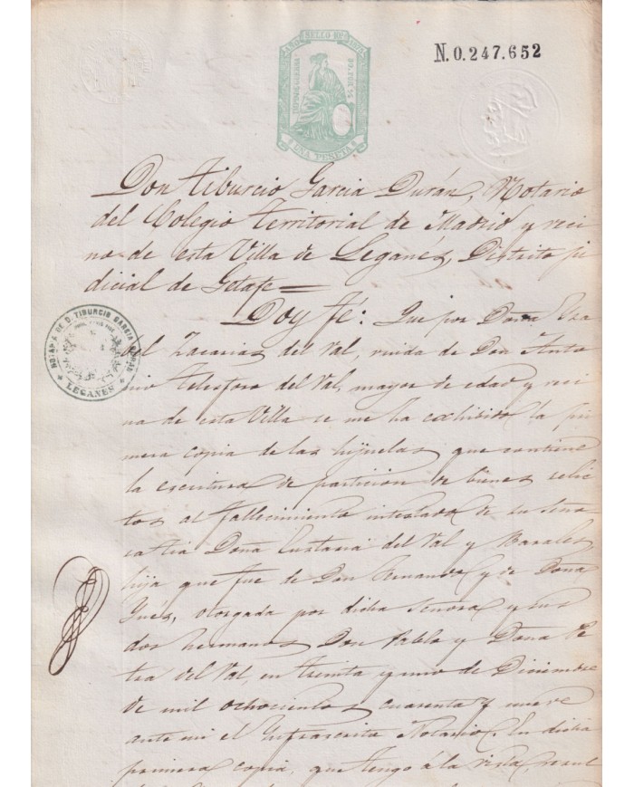 1875-PS-27 ESPAÑA SPAIN REVENUE SEALLED PAPER PAPEL SELLADO 1875 SELLO 10mo.