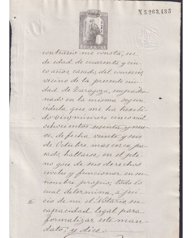 1875-PS-28 ESPAÑA SPAIN REVENUE SEALLED PAPER PAPEL SELLADO 1875 SELLO 11no.