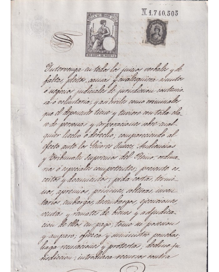 1876-PS-14 ESPAÑA SPAIN REVENUE SEALLED PAPER SOC TIMBRE ZARAGOZA 1876 SELLO 11no.