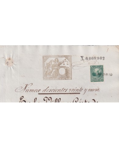 1879-PS-9  ESPAÑA SPAIN REVENUE SEALLED PAPER PAPEL SELLADO 1879 SELLO 1ro.