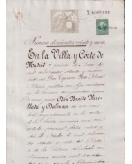 1879-PS-9  ESPAÑA SPAIN REVENUE SEALLED PAPER PAPEL SELLADO 1879 SELLO 1ro.