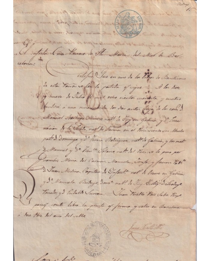 1850-PS-87 ESPAÑA SPAIN REVENUE SEALLED PAPER PAPEL SELLADO 1850 SELLO 3ro.