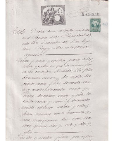 1879-PS-14 ESPAÑA SPAIN REVENUE SEALLED PAPER PAPEL SELLADO 1879 SELLO 11no.