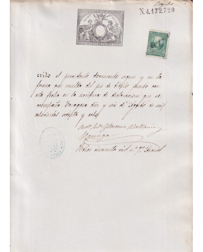 1878-PS-16 ESPAÑA SPAIN REVENUE SEALLED PAPER PAPEL SELLADO 1878 SELLO 11no.
