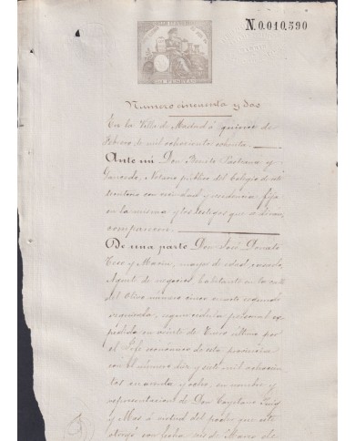 1880-PS-13 ESPAÑA SPAIN REVENUE SEALLED PAPER PAPEL SELLADO 1880 SELLO 1ro.