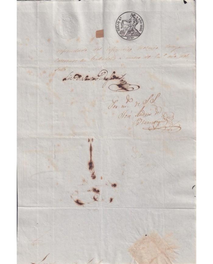 1850-PS-88 ESPAÑA SPAIN REVENUE SEALLED PAPER PAPEL SELLADO 1850 SELLO 4to.