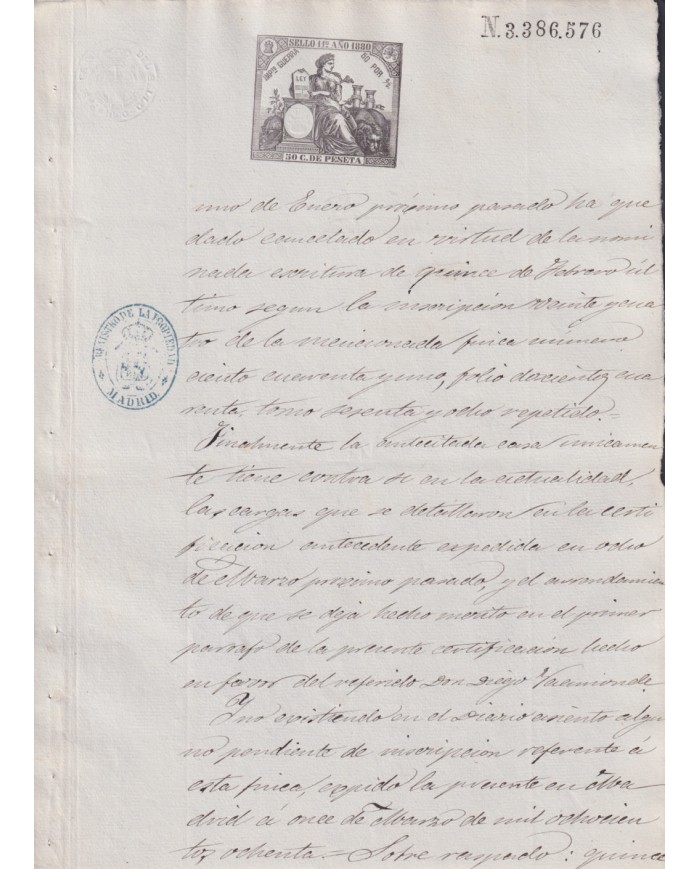 1880-PS-18 ESPAÑA SPAIN REVENUE SEALLED PAPER PAPEL SELLADO 1880 SELLO 11no.