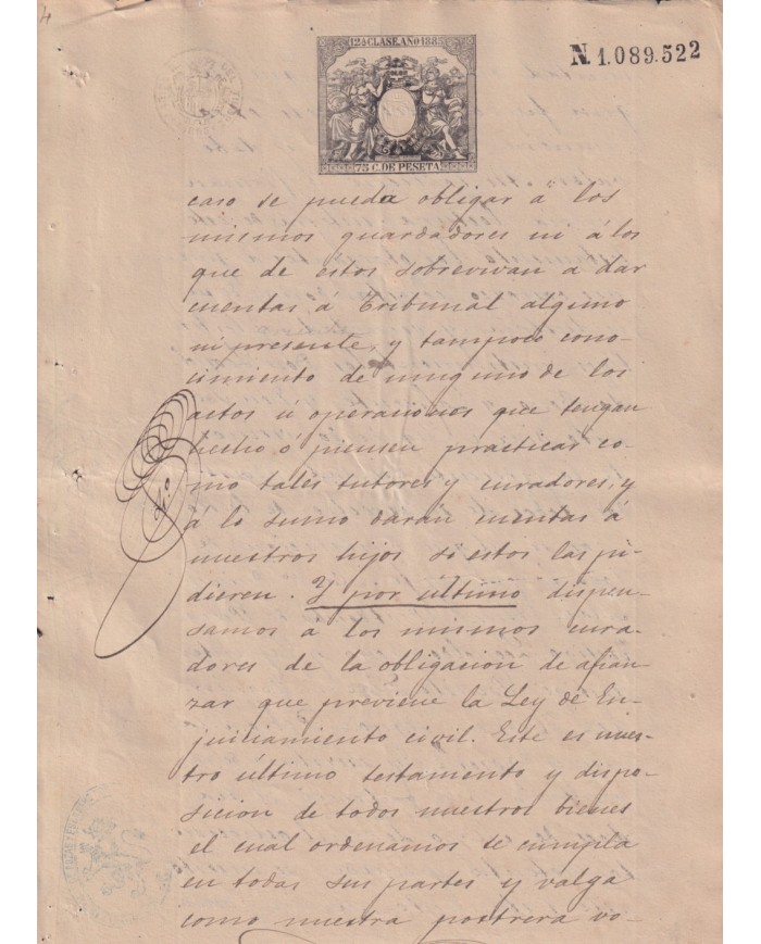 1885-PS-9 ESPAÑA SPAIN REVENUE SEALLED PAPER PAPEL SELLADO 1885 SELLO 12º.
