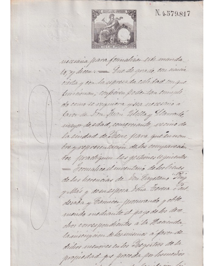 1886-PS-13 ESPAÑA SPAIN REVENUE SEALLED PAPER PAPEL SELLADO 1886 SELLO 12º.