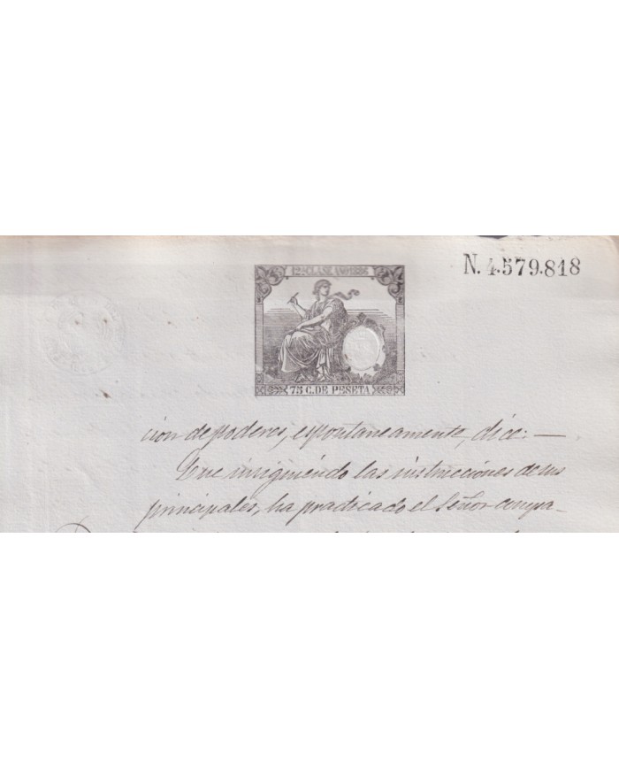 1886-PS-14 ESPAÑA SPAIN REVENUE SEALLED PAPER PAPEL SELLADO 1886 SELLO 12º.