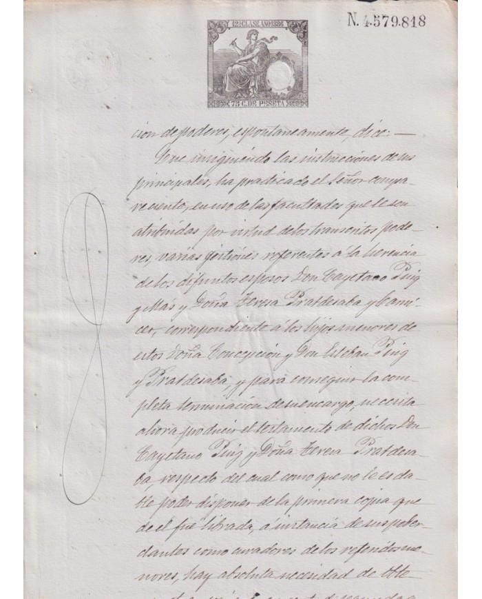 1886-PS-14 ESPAÑA SPAIN REVENUE SEALLED PAPER PAPEL SELLADO 1886 SELLO 12º.