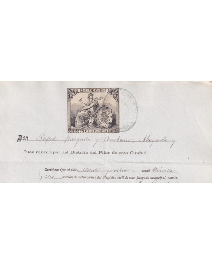 1886-PS-15 ESPAÑA SPAIN ORDINARY PAPER WITH POLIZA SEALLED PAPER 1886 SELLO 12º.