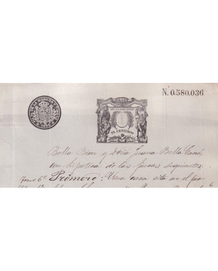 1895-PS-8  ESPAÑA SPAIN REVENUE SEALLED PAPER PAPEL SELLADO 1895 SELLO 13º.