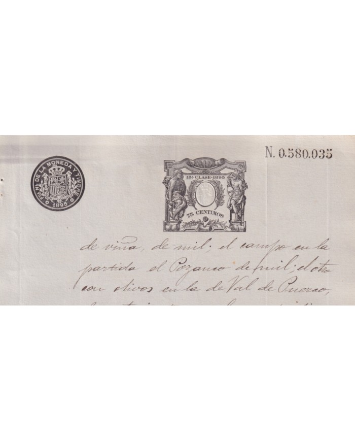 1895-PS-10 ESPAÑA SPAIN REVENUE SEALLED PAPER PAPEL SELLADO 1895 SELLO 13º.