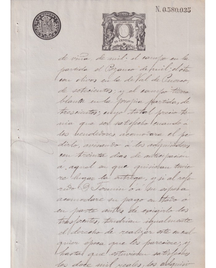 1895-PS-10 ESPAÑA SPAIN REVENUE SEALLED PAPER PAPEL SELLADO 1895 SELLO 13º.