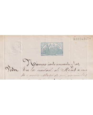 1904-PS-4 ESPAÑA SPAIN REVENUE SEALLED PAPER PAPEL SELLADO 1904 SELLO 7º.