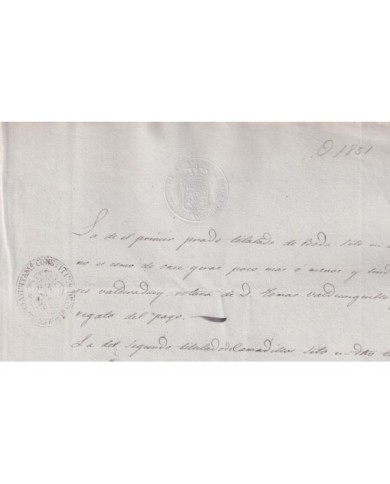 1851-PS-2 ESPAÑA SPAIN REVENUE SEALLED PAPER PAPEL SELLADO 1851 SELLO 4to OFICIO.