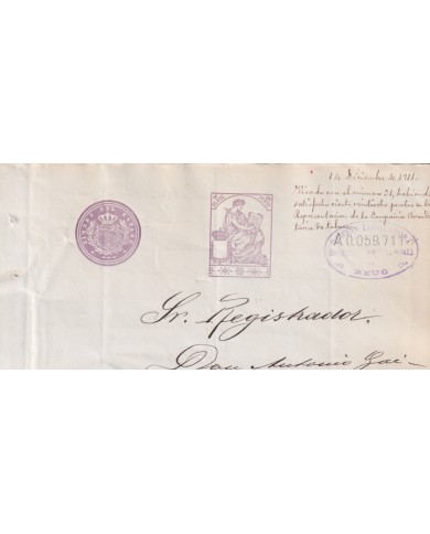 1910-PS-1 ESPAÑA SPAIN REVENUE SEALLED PAPER PAPEL SELLADO 1910 SELLO 1º.