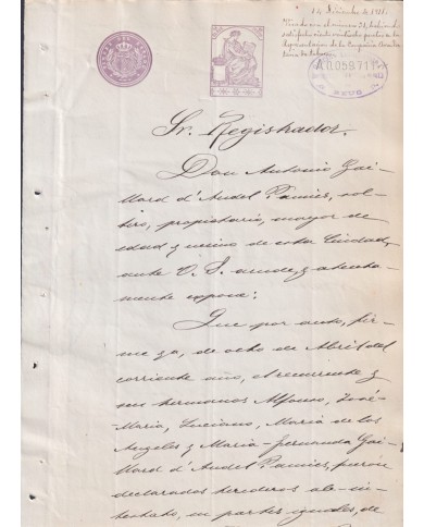 1910-PS-1 ESPAÑA SPAIN REVENUE SEALLED PAPER PAPEL SELLADO 1910 SELLO 1º.