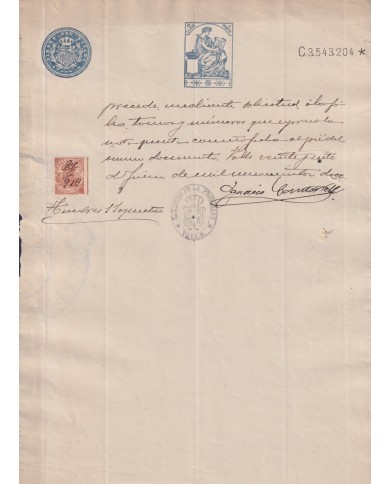 1910-PS-8 ESPAÑA SPAIN REVENUE SEALLED PAPER PAPEL SELLADO 1910 SELLO 11º.