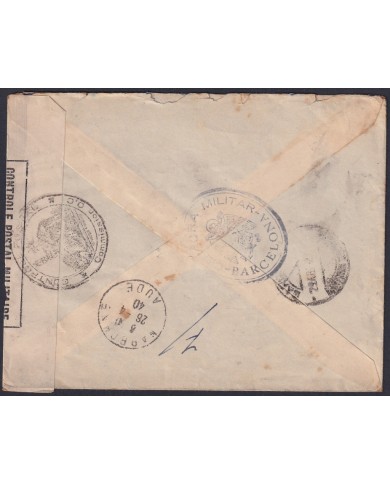 F-EX47685 FRANCE WWII 1940 CENSORSHIP COVER SANARY TO BARCELONA SPAIN.