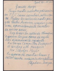 F-EX47700 HUNGARY 1955 ILLUSTRATED POSTAL AIRPLANE AVION TO SPAIN.