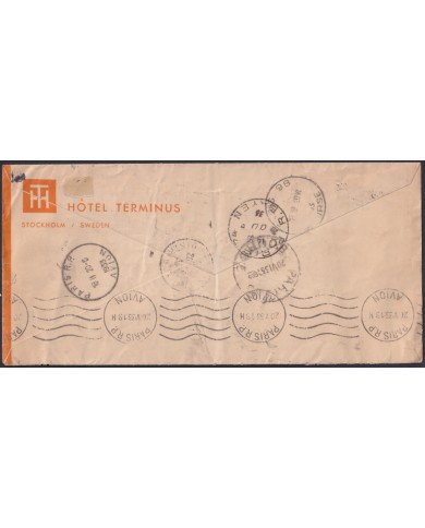 F-EX47708 SWEDEN SVERIGE SUEDE 1933 REGISTERED EXPRESS COVER TO FRANCE.