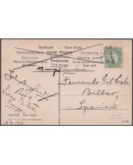 F-EX47712 SWEDEN SUEDE SVERIGE 1913 POSTCARD SUNDSVALL STORA TORGET TO SPAIN.