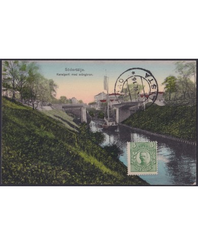 F-EX47713 SWEDEN SVERIGE 1912 POSTCARD TO SPAIN. LISTA CANCEL BILBAO SODERTALJE.