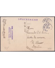 F-EX47713 SWEDEN SVERIGE 1912 POSTCARD TO SPAIN. LISTA CANCEL BILBAO SODERTALJE.