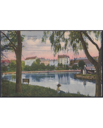 F-EX47716 SWEDEN SVERIGE SUEDE 1913 POSTCARD TO SPAIN. SONDERTELJE LAKE.