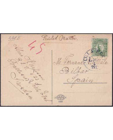 F-EX47716 SWEDEN SVERIGE SUEDE 1913 POSTCARD TO SPAIN. SONDERTELJE LAKE.