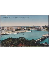 F-EX47720 SWEDEN SVERIGE SUEDE 1914 POSTCARD TO SPAIN. STOCKHOLM HARBOR.