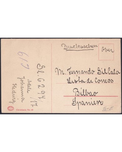 F-EX47725 NORWAY NORGE 1914 POSTCARD TO SPAIN. STORTHINGET.