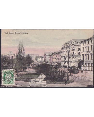 F-EX47728 NORWAY NORGE 1913 POSTCARD TO SPAIN. CHRISTIANIA.