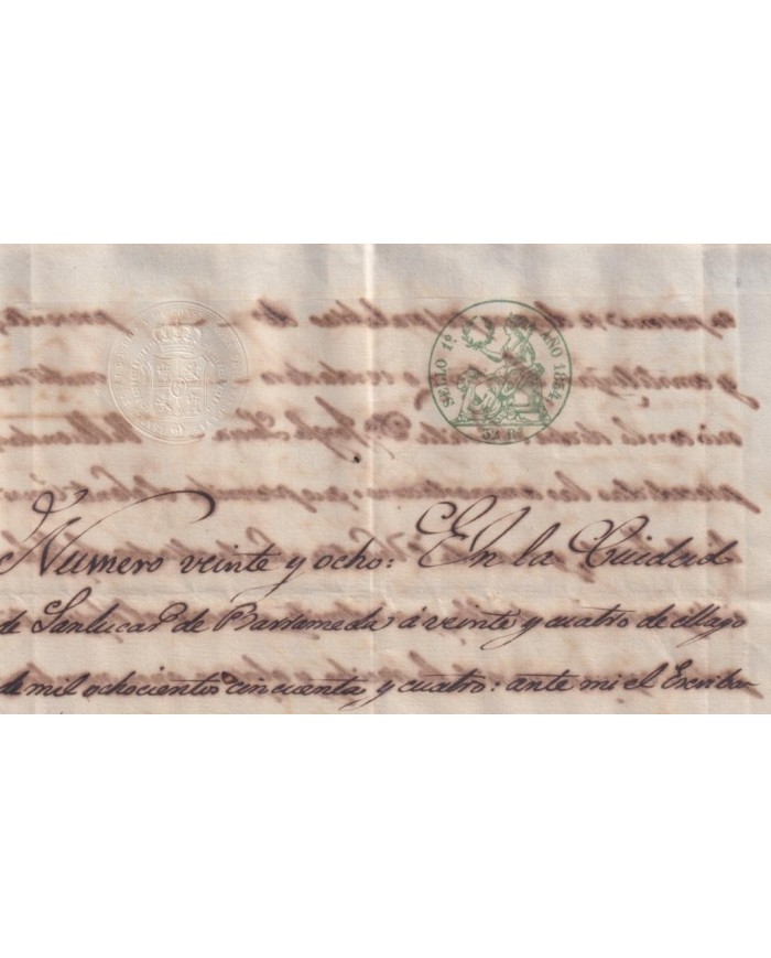 1854-PS-79 ESPAÑA SPAIN REVENUE SEALLED PAPER PAPEL SELLADO 1854 SELLO 1ro.