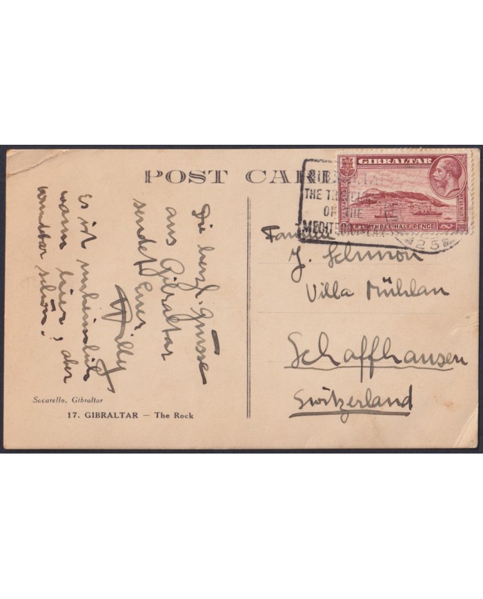 F-EX47741 GIBRALTAR POSTCARD WITH SPECIAL CANCEL.