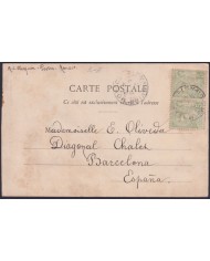 F-EX47744 MONACO 1913 POSTCARD MONTECARLO CHURCH ST CHARLES TO SPAIN.