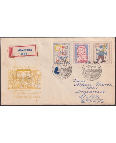 F-EX47748 CZECHOSLOVAKIA 1958 REG FDC CHILDREN & SHIP.