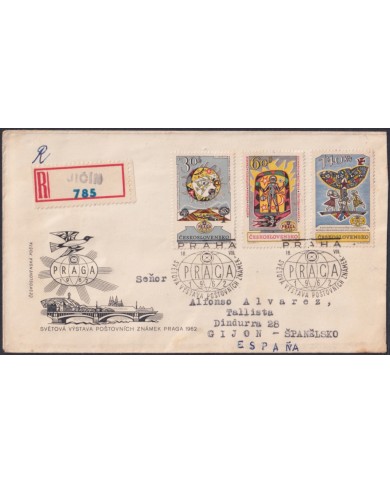 F-EX47750 CZECHOSLOVAKIA 1962 REG FDC INTERNATIONAL PHILATELIC EXPO.