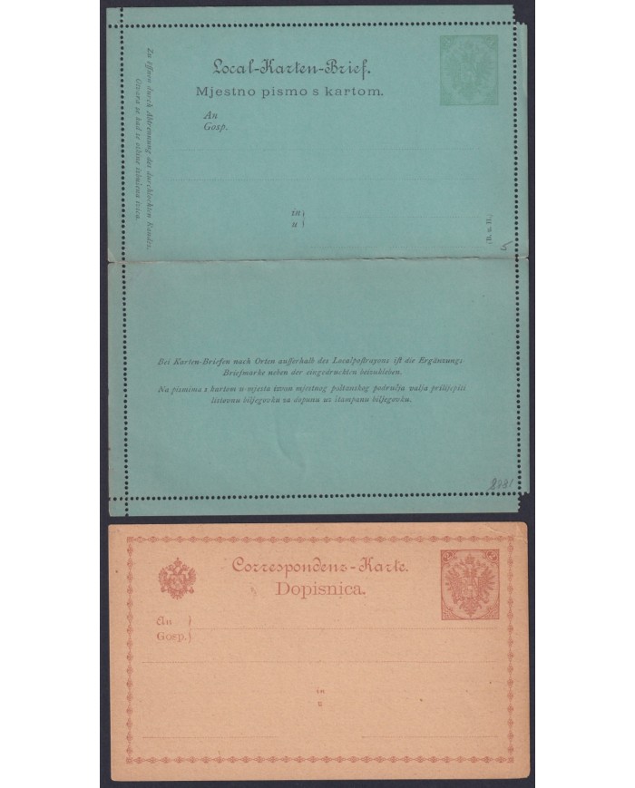 F-EX47758 BOSNIA POSTAL STATIONERY S.XIX-XX. 2 DIFFERENTS.