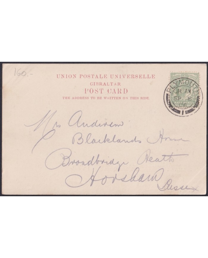 F-EX47769 GIBRALTAR 1906 POSTCARD QUEEN ROCK.