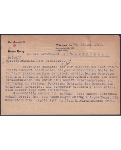 F-EX47894 GERMANY 1922 1 MARK MUNICH TO FRANKFURT GERMANIA CARD.