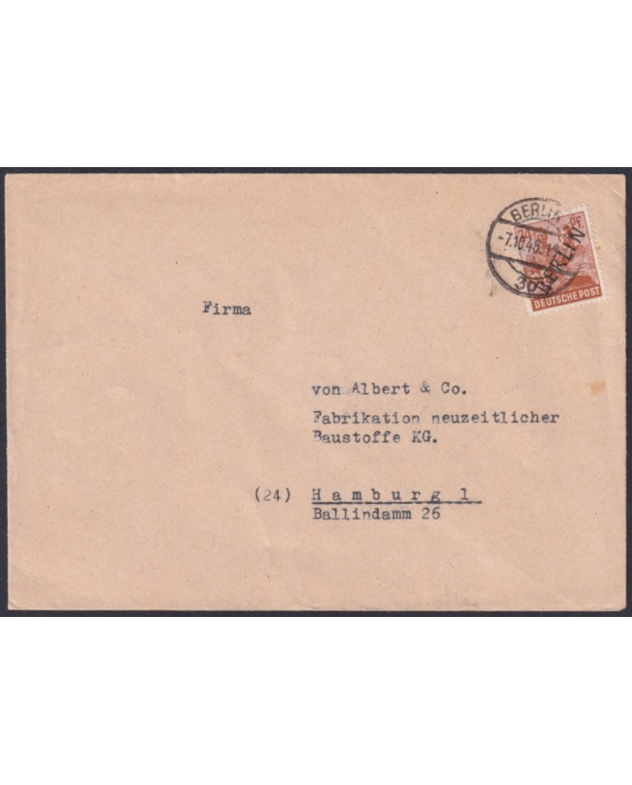 F-EX47780 GERMANY BERLIN 1948 COVER WITH “BERLIN” OVERPRINT.