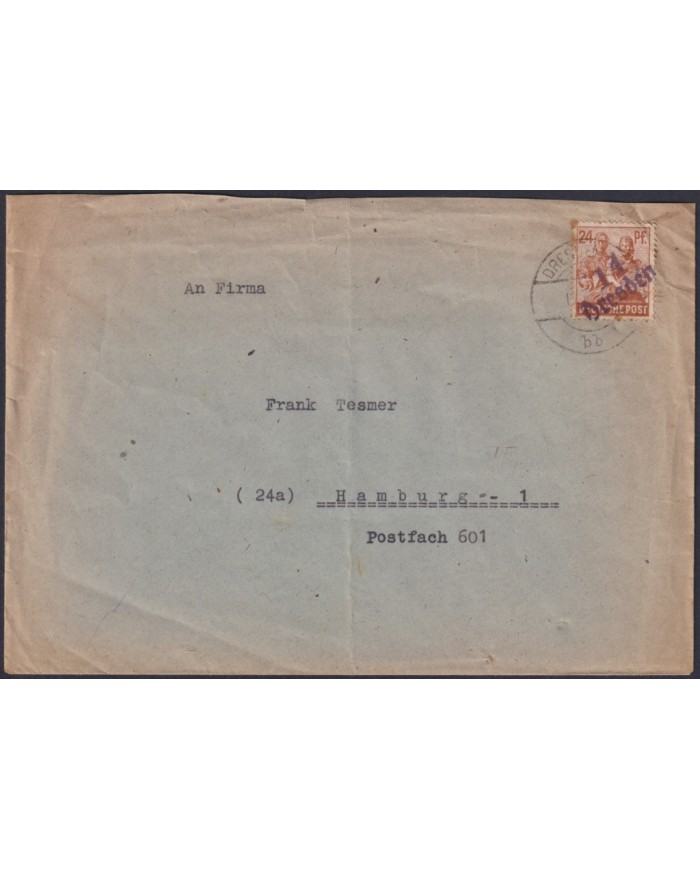 F-EX47781 GERMANY 1948 COVER WITH “14 DRESDEN” OVERPRINT.