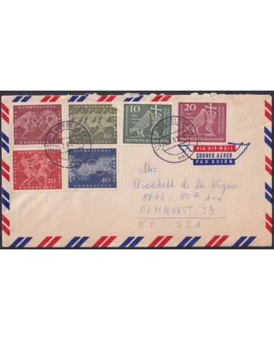F-EX47782 GERMANY 1961 COVER WITH OLYMPIC GAMES USED TO USA.