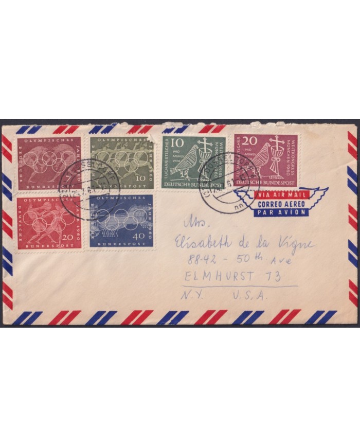 F-EX47782 GERMANY 1961 COVER WITH OLYMPIC GAMES USED TO USA.