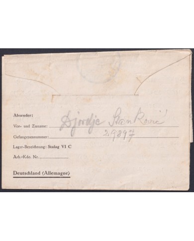 F-EX47763 SERBIA 1941 WWII POW GERMANY KRIEGSGEFANGENENPOST STALAG VIC 3.