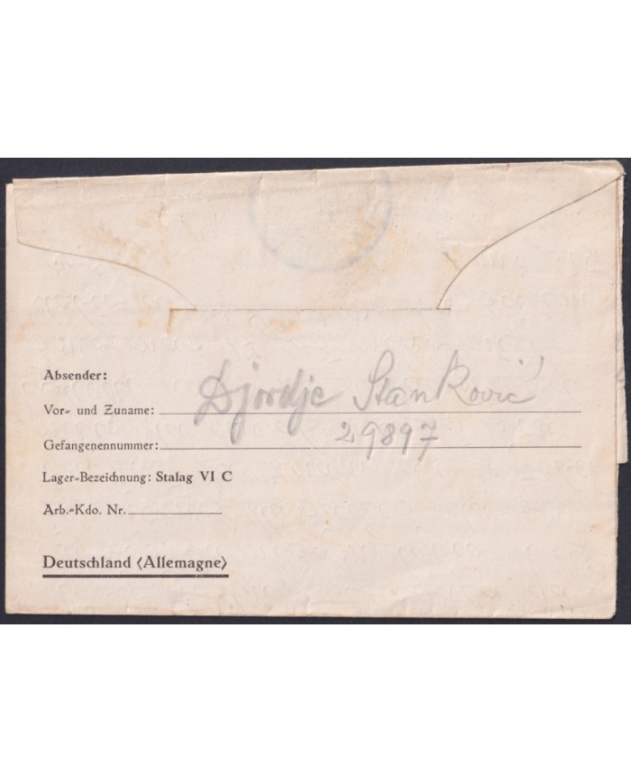 F-EX47763 SERBIA 1941 WWII POW GERMANY KRIEGSGEFANGENENPOST STALAG VIC 3.